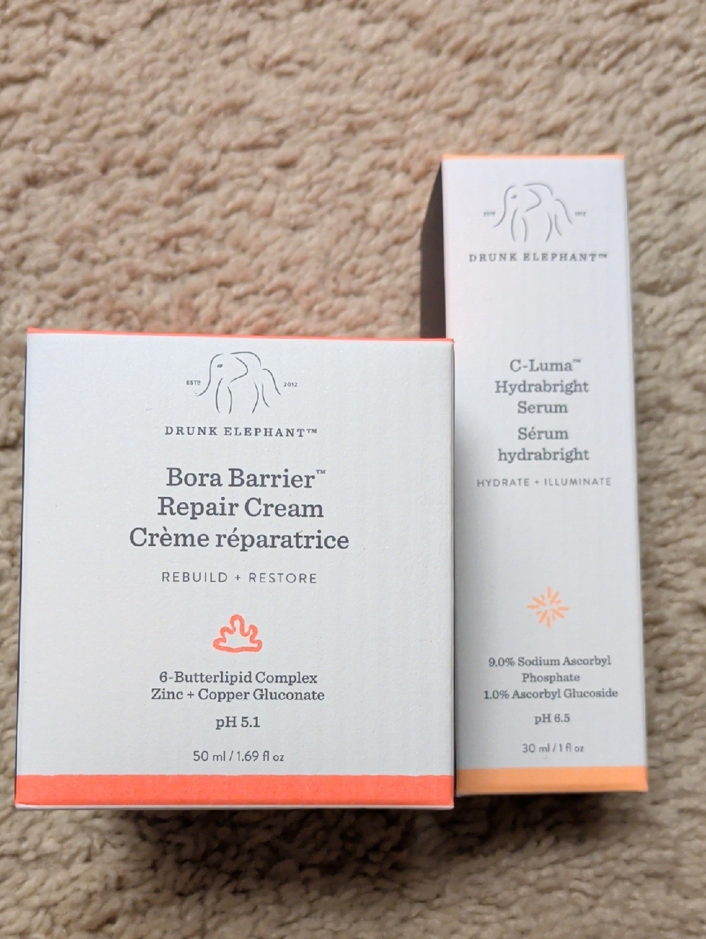 Drunk Elephant Bora Barrier Repair Cream And C-luma Hydrabright Serum BNIB Skin